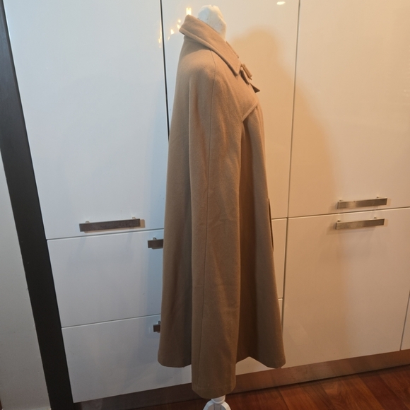 Twelfth Street Wool Cape Arm Holes Collared Mid Length Tan Brown Size Small USA - Picture 5 of 14